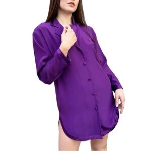 Y2K Vintage Victoria’s Secret Oversized Satin Shirt Dress Size XS